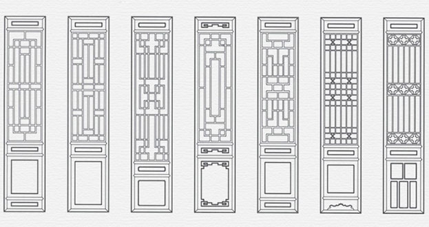 东方华侨农场常用中式仿古花窗图案隔断设计图